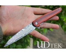 Free wolf sanctioner Damascus folding knife natural blood sandalwood handle UD2105498 